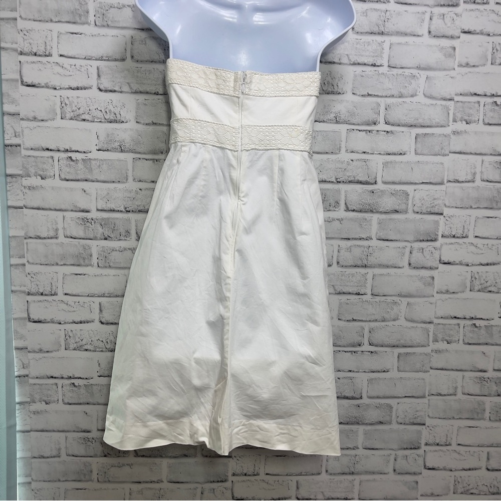 New York & Company White Strapless Lace Detail Pockets, Mini Dress 2 - Picture 4 of 14